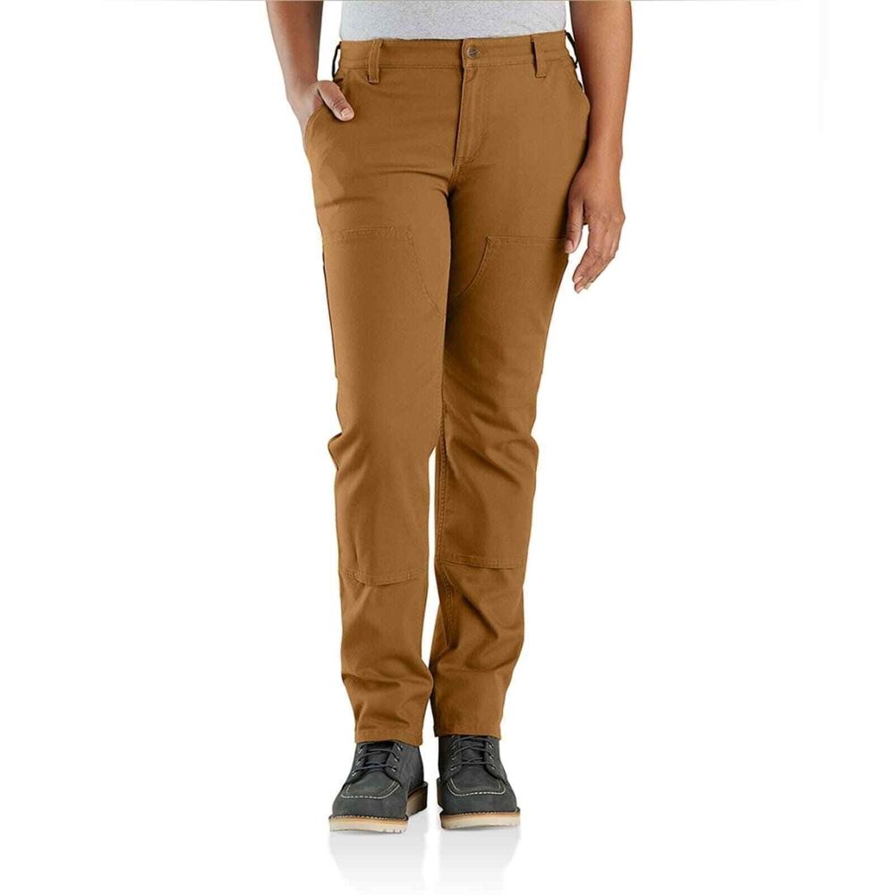 Carhartt Women's Relaxed Fit Double Front Canvas Work Pants - Carhartt Brown 18